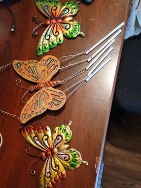 Metal Butterfly Wind Chimes - Set of Colorful Garden Ornaments